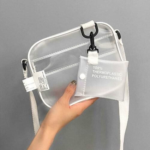 Casual PVC Transparent Clear Women Crossbody Bags Shoulder Bag Handbag Jelly Small Phone Bags with Card Holder Wide Straps