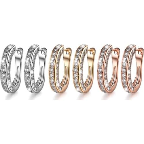Luxury Big Round Circle Hoop Earrings "U" Shape Fashion Gold Filled Zircon Party Earrings Jewelry Gift Dropshipping