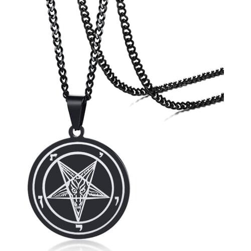 Satanic Inverted Pentagram Pendant Gothic Necklace Goat Pendant Satanism Necklace Evil Occult Pentacle Jewelry