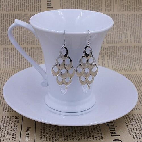 S925 Silver Earring Openwork Peacock Tail Chips Long Tassel Drop Earring For Women Wedding Gift Lady Girl Fashion Jewelry