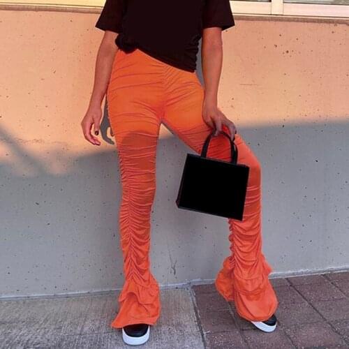 Stacked Pants Women Sexy Lace Up Long Pant Casual Sporty Stacked Sweatpants Trousers