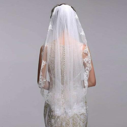 New Arrival Lace Edge Short Wedding Veil 2021 Voile mariage Ivory Bridal veils Casamento Velo Cheap wedding accessories