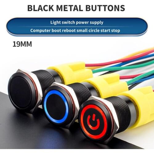LED Light 12/16/19/22mm Waterproof Metal Push Button Switch Latching Momentary Car Engine Power Switch 5V 12V 24V 220V Red Blue