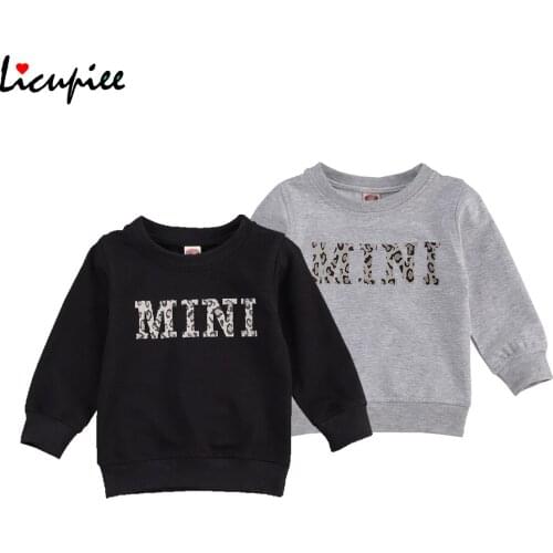 Little Boy Girl Long Sleeve Sweater, Letter Print Crew Neck Solid Color Pullover, Winter Warm Top Children 1-3 Years