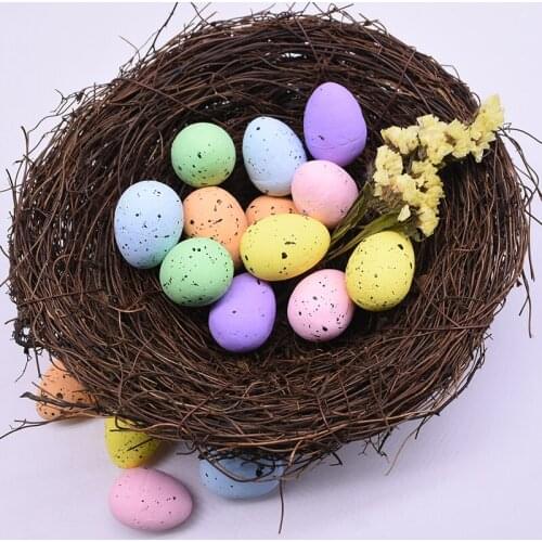 Happy Easter Party Ornament Rattan Weaving Simulation Birds Nest And Mini Colored Foam Easter Eggs DIY Home Party Decor Supplies