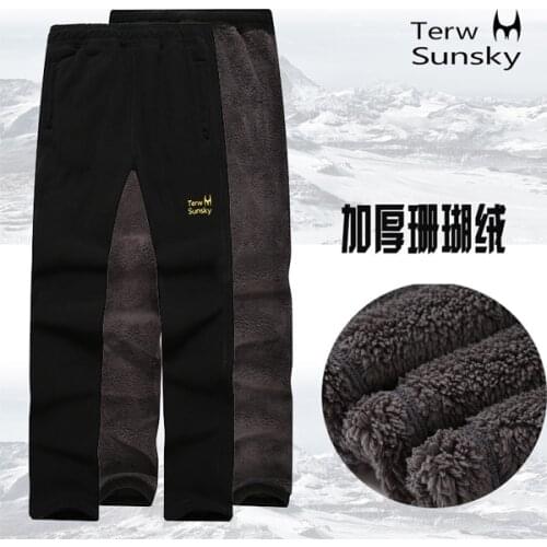 Outdoor 2 layer thickness autumn spring men pants high quality warm fleece trousers sports climbing hiking camping male pants