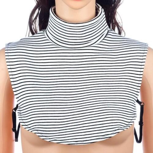 Women Stripe Fake Turtleneck Collar Knitted False Collars Woman Half Shirts White Detachable Collar Turtleneck Female