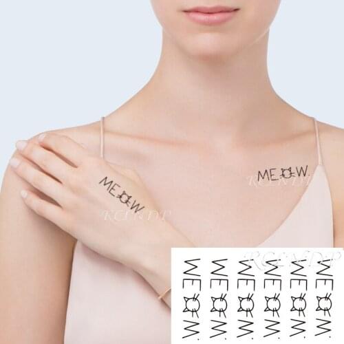 Waterproof Temporary Tattoo Sticker Cartoon Cute Cat Letter Pattern Body Art Tatto Flash Tatoo Fake Tattoos for Kids Women Men