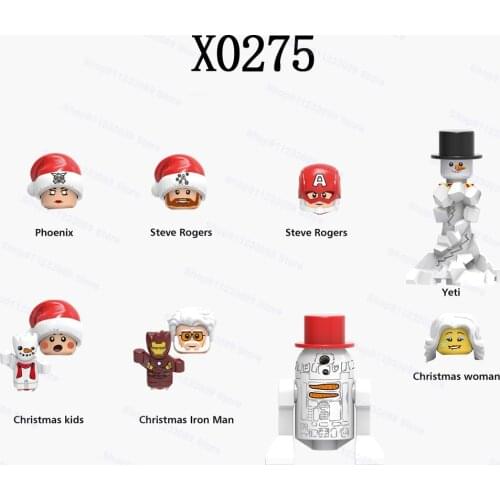 X0275 8pcs/set Christmas Phoenix Steve Rogers Yeti Assemble Building Blocks Bricks Superhero Model Figures Toys Children Gifts