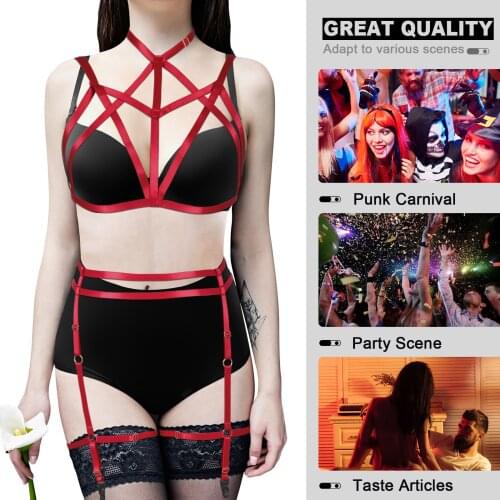 Women Sex Toys Sexy Body Bondage 2pcs Harness Set Cage Bra Suspender Stockings Garter Belt Bdsm Erotic Outfit Fetish Lingerie