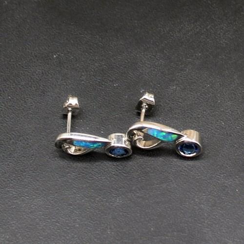 Hermosa Sunny Sapphire Australia Blue Opal Genuine 925 Silver Stud Earrings Jewelry Gifts for Women Girls 20214218