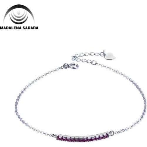 MADALENA SARARA AAAA Zircon Inlaid S925 Drilled Chain Girls Bracelet Sterling Silver Linked Bracelet Two Options