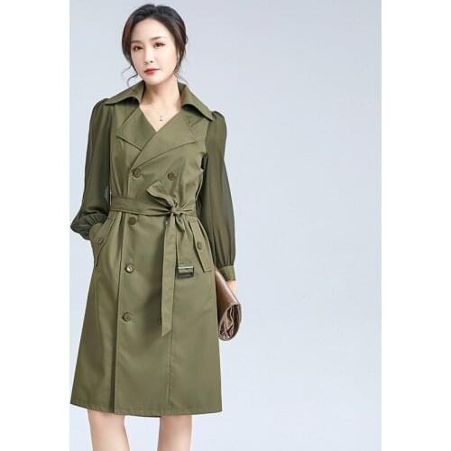 2021 spring new womens suit collar double breasted cardigan dress mid waist elastic loose commuting A-line skirt