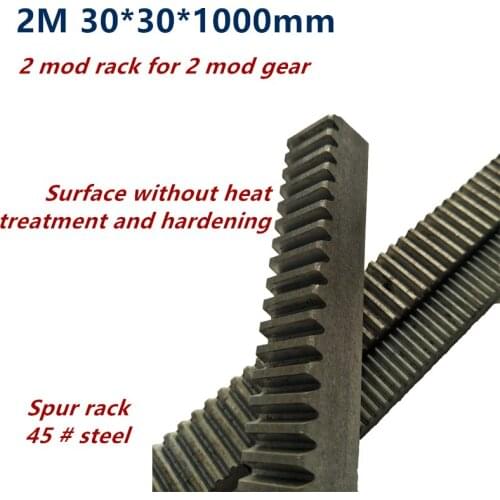 1pc 2M 2 Mod 30*30*1000mm Mold Gear Rack Precision CNC Rack Straight Teeth Toothed rack Router
