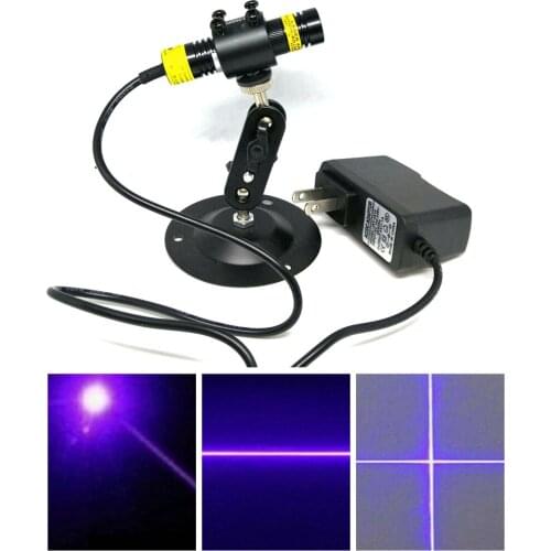 16x68mm Focusable 405nm 200mw Violet Blue Laser Module w Adjustable Dot Line Cross Heads 5V Power Holder Heatsink