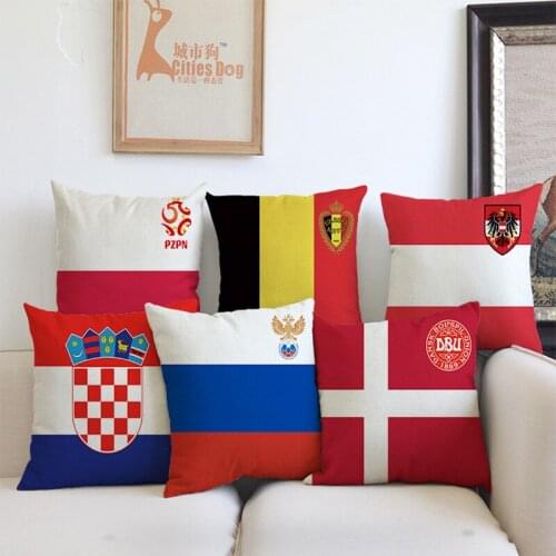 2021 European Cup pillow 24 Team Logo Football Club Team Logo linen pillow case sofa car cushion bedside pillow