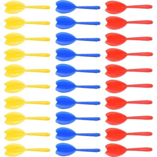 30 Pieces Darts Replacement Accessories ABS Multicolor Durable Plastic Darts Shaft Flight Combo Set Red Yellow Blue