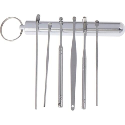 1/6 Pcs/Lot Multifunction Portable Ear Pick Stainless Steel Spiral Ear Pick Spoon Ear Wax Removal Cleaner Ear Care Beauty Tools