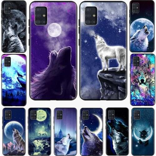 Moon Roaring Wolf Silicone Case For Samsung Galaxy A51 A71 A50 A21s A10 A20e A30 A40 A70 A31 A41 A02s A12 Soft Back Cover Fundas