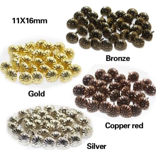 100Pcs Gold Brass Decorative Nails Tacks Stud Applied Jewelry Gift Box Table Pushpins Doornail Furniture Hardware Woodwork Tool