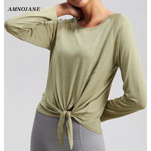 Sport Yoga Top Long Sleeve Gym Shirt Workout Tops For Women Tshirt Sports Wear Loose Soft Dry Fit Cropped Tank Blouse White Crop