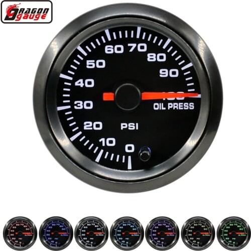 Dragon 2" 52mm High Speed Stepper Motor 7 Colors Backlight Auto Car Oil Pressure Gauge Refit Instrumen Press Meter Free Shipping