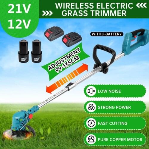 21V/12V Electric Lawn Mower Cordless Grass Hedge Trimmer with Li-Ion Battery Adjustable Handheld Garden Tool For Makita Battery