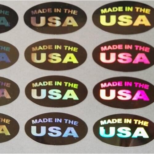 SELLING STOCK 1000pcs per lot 13x6.5mm oval shape MADE IN THE USA hologram stickers SILVER OR GOLD OPTIONS
