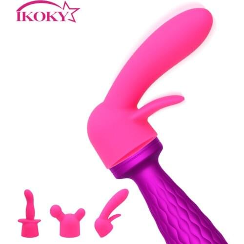 IKOKY Extension for Wand Vibrator Silicone Case AV Rod Head Cover Masturbation Clitoris Stimulator Sex Toys for Woman