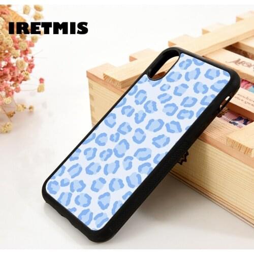 Iretmis 5 5S SE 6 6S TPU Silicone Rubber Phone Case Cover for iPhone 7 8 Plus X Xs 11 12 MINI Pro Max XR Cheetah baby blue