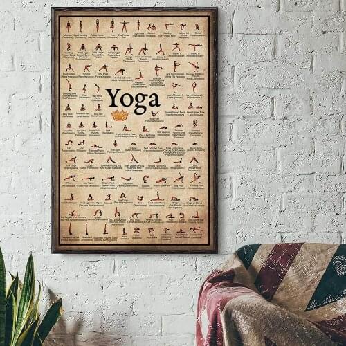 Canvas Painting Home Exercise Gym Yoga Ashtanga Chart Pose Health Poster Wall Art Yoga Print Living Room Home Wall Decoration