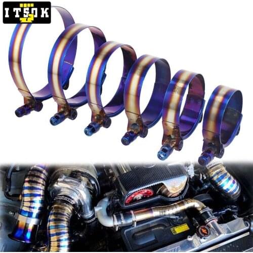 Stainless Steel Hose Clamp Kit 45mm to 98mm Universal T-Bolt Titanium Blue Adjustable Pipe Fix Clip T Bolt 1.75" to 3.5"
