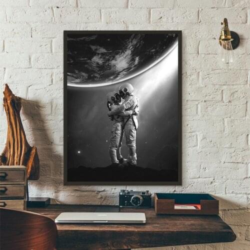 Space Love Poster Cosmonaut Couple Space Photography Theme Prints Canvas Painting Black White Wall Pictures Home Wall Art Decor