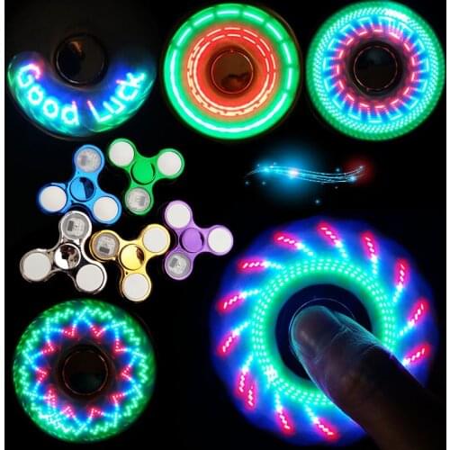 6 colors Creative LED Light Fidget Spinner Patterns Changes Luminous Hand Spinner Golw in the Dark Stress Relief Toys For Kids