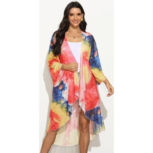 New 2021 Pareo Beach Cover Up Mesh Bikini Cover Up Swimwear Women Robe De Plage Summer Chiffon Kimono Cover Up Shirt Outwear