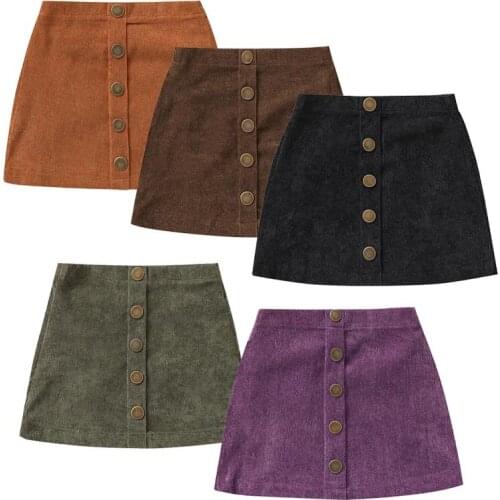0-3T Newborn Baby Girls Skirts Fashion Solid Color Corduroy Button Mini A-line Skirt for Kids Children Infant Toddler Sweet Girl