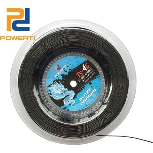 POWERTI 1.30mm/1.25mm Tennis String 4G Polyester Training Racket String 200m Reel Gym Sport Outdoor Black String