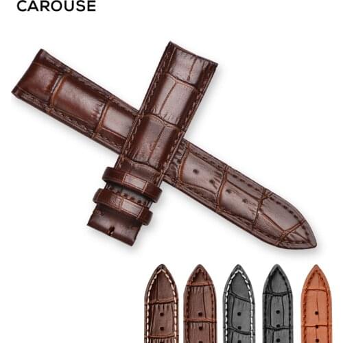 Carouse Genuine Leather Watch Band Strap for Watchband size 12 13 14 15 16 18 19 20 21 22 24 mm Black Watch wristband Bracelet