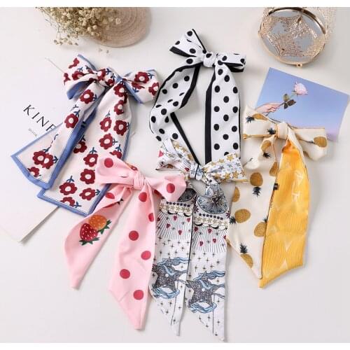 New Fashion Cute Chiffon Hair Ribbons Scarf For Women Korean Girls Flower Hairbands Scrunchies Ponytail Holder Hair Accessories