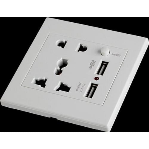 Socket+2 USB+Switch Wall Socket Charger AC/DC Power Adapter Plug Outlet Panel