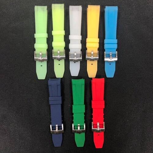Replacement 20mm Rubber Watch Strap Band Stainless Steel Clasp Luminous or not Watch Wristband