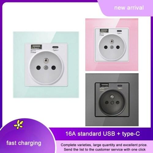 Panto French Standard Socket with USB Charging Board Type-C Smart Interface Fast Charging Source Switch Socket