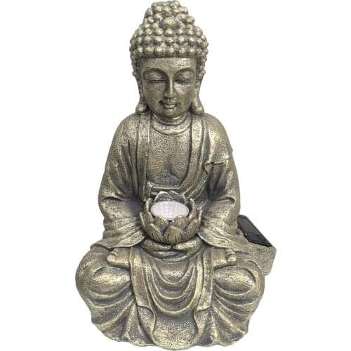 Outdoor Garden Decor Solar Buddha Statue Landscape Deck Patio Light