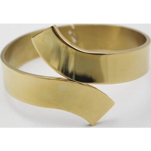 Top Quality Gold Color Cuff Bangles Bracelet Blank Plain Stainless Steel Cuff Bangles Bracelet Women Female Gold Bracelet