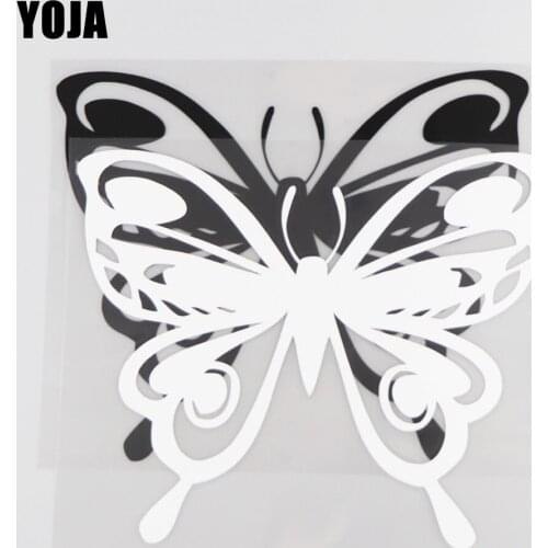 YOJA 17.7×14.6CM Beautiful Moth Cartoon Animals Car Stickers Vinyl Decal Pattren Black/Silve0r 19C-0155