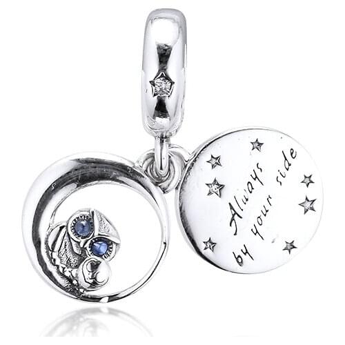 CKK Silver 925 Jewelry Always by Your Side Owl Hanging Charm Fits Original Bracelets Sterling Silver Beads