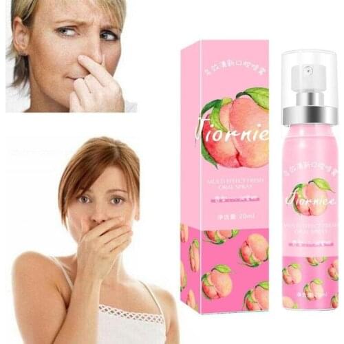 20ml Fruity Breath Refreshing Spray Long Lasting Mint Peach Portable Cleaning Bad Breath Alcohol-free Healthy Spray Oral Care