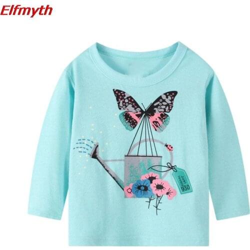 2021 Gilrs T-shirt Butterfly Kids T Shirts Clothes Tops For Girls Tee Shirt Koszulka Vetement Enfant Fille Roupa Infantil Menina