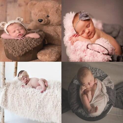 2019 Soft Baby Plush Blankets Newborn Faux Fur Blankets Background Photography Props Cute Infant Kids Photos Props 3 Colors