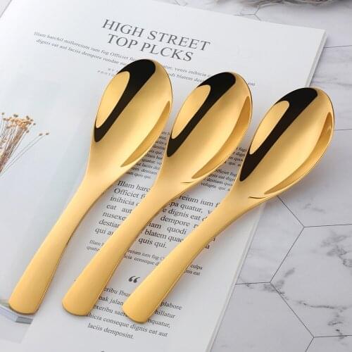 3PCS/Set 304 Stainless Steel Spoon Colorful 3 Sizes Large Rice Soup Spoon Kids Ice Cream Dessert Spoon Kitchen Dinner Tableware